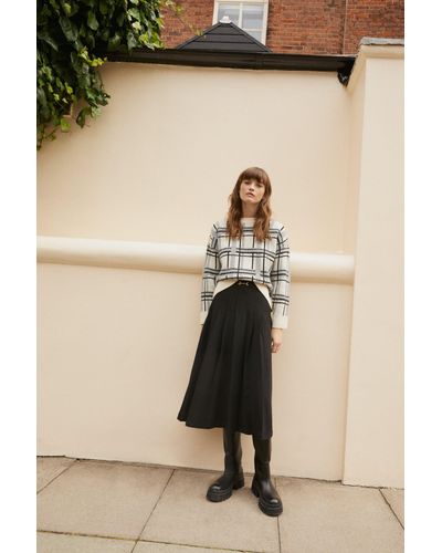 Warehouse Fluffy Check Knit Jumper - Black