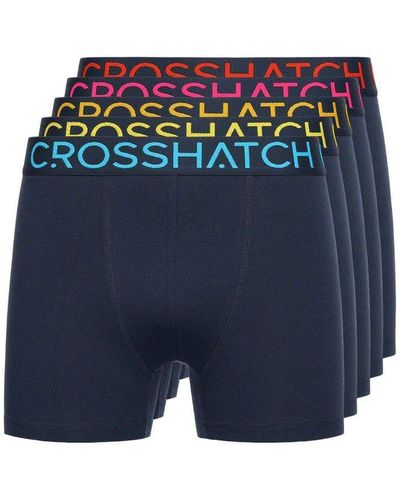 Crosshatch Chasma Boxer Shorts (pack Of 5) - Blue