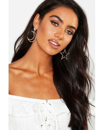 Boohoo Star And Moon Statement Earrings - Multicolour
