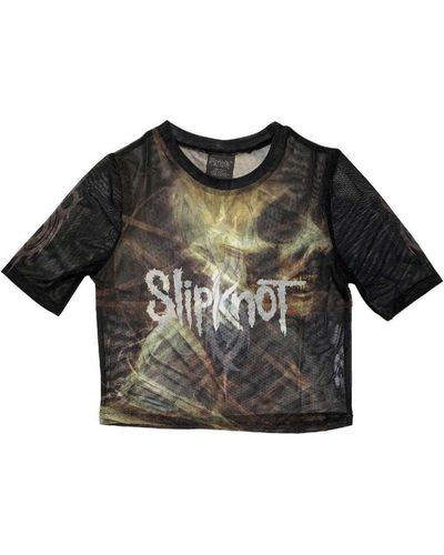 Slipknot Tesf Profile Mesh Crop Top - Black