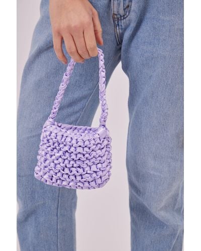 My Accessories London Woven Satin Mini Bag In Lilac - Blue