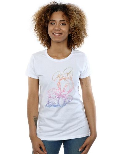 Looney Tunes Tweety Pie Easter Egg Sketch Cotton T-shirt - White