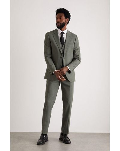 Burton Slim Fit Khaki Fine Twill Suit Jacket - Green