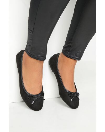 Yours Wide & Extra Wide Fit Suede Ballerina Court Shoes - Black