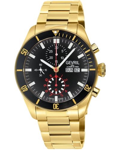 Gevril Yorkville Chronograph 48628b Swiss Automatic Eta 7750 Watch - Metallic