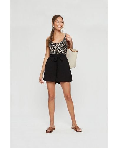 Dorothy Perkins Black Tie Front Woven Shorts