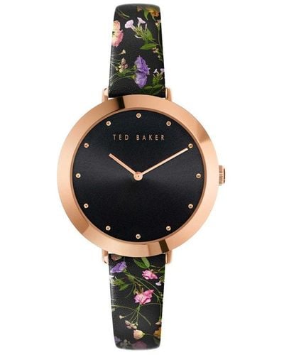 Ted Baker Ammy Floral Stainless Steel Fashion Analogue Quartz Watch - Bkpams301 - Black