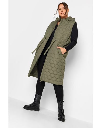 Yours Womens Plus Size Quilted Longline Gilet - Green