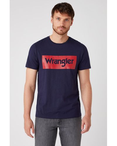 Wrangler Wr Ss Logo Tee Navy - Blue