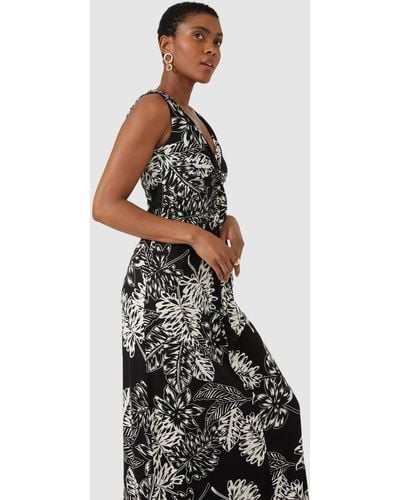 PRINCIPLES Black And White Floral Print Twist Front Maxi