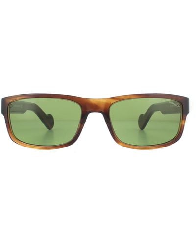 Moncler Rectangle Striped Brown Green Sunglasses