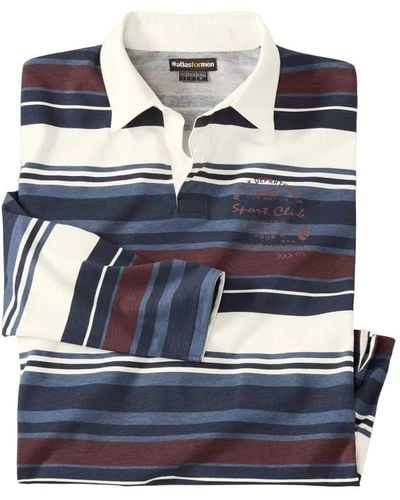Atlas For Men Contrast Long-sleeved Polo Shirt - Blue
