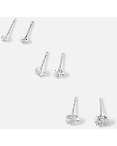 Accessorize Sterling Silver Crystal Stud Earring Set - Blue