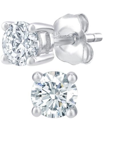 Jewelco London 9ct White Gold Round 1/2ct Diamond Solitaire Stud Earrings - Pe0axl1864w - Blue