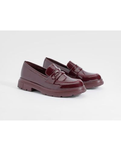 Boohoo Patent Chunky Loafers - Purple