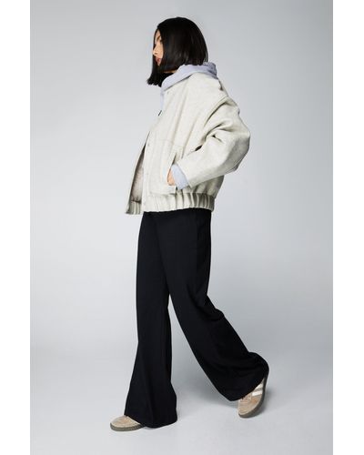 Nasty Gal Wide Leg Jersey Trousers - White