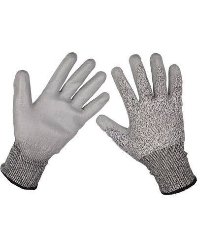 Loops Pair Large Anti-cut Pu Gloves - Coated Palm For Added Grip - Abrasion Resistant - Grey
