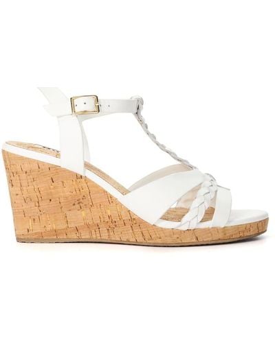 Dune Wide Fit 'koali' Leather Wedges - White