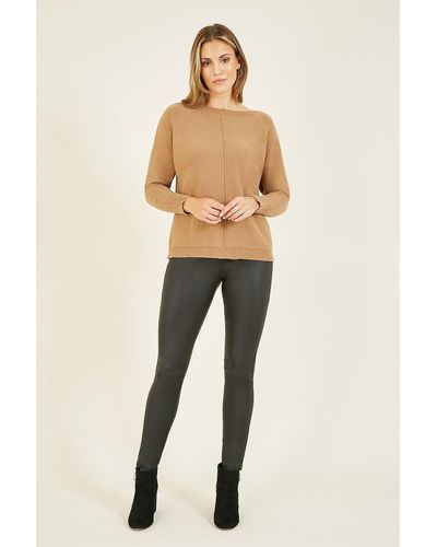 Yumi' Knitted 'chantelle' Jumper In Brown - Natural
