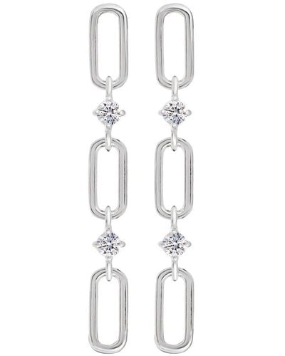 Simply Silver Sterling Silver 925 With Cubic Zirconia Link Drop Earrings - White