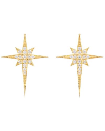 LÁTELITA London North Star Small Stud Earrings Gold - White