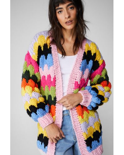 Nasty Gal Multicolour Hand Knit Cardigan