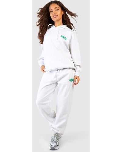 Boohoo Wardrobe Essentials Slogan Oversized Jogger - White