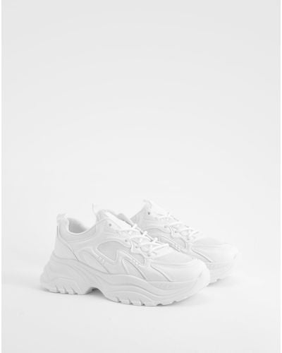 Boohoo Chunky Panel Detail Dad Trainers - White