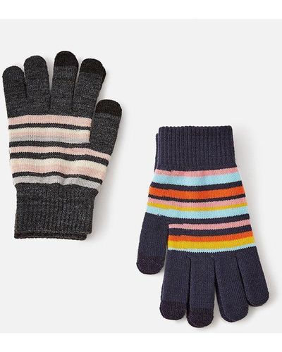 Accessorize Stripe Touchscreen Gloves Set Of Two - Black