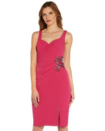Adrianna Papell Sweetheart Crepe Cocktail - Pink