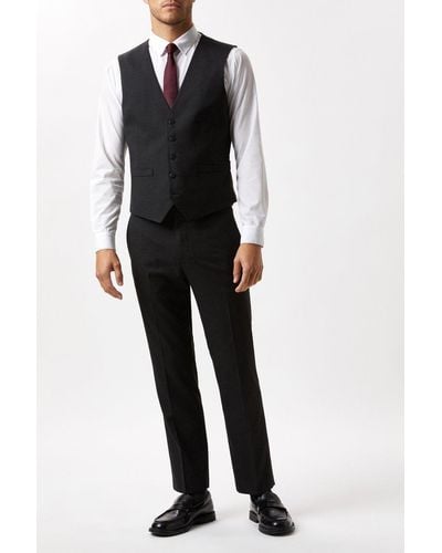 Burton Plus And Tall Tailored Charcoal Essential Waistcoat - Black