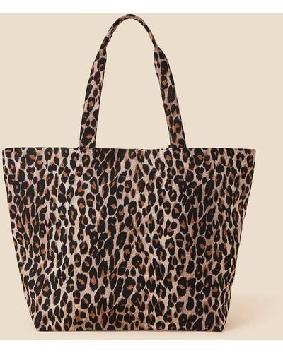 Accessorize Leopard Canvas Shopper Bags - Black