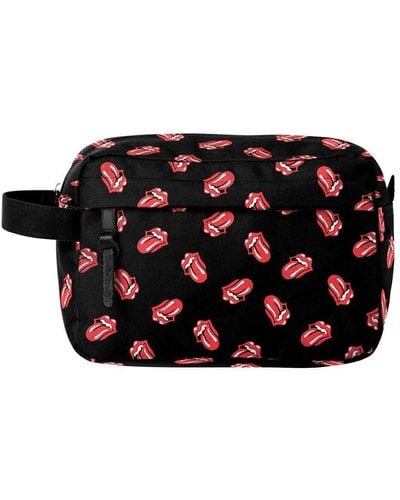 Rocksax The Rolling Stones Wash Bag - Tongue All Over Print - Black