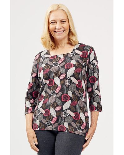 Tigi All Over Leaf Print Top - Multicolour