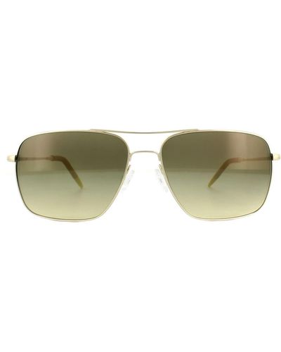 Oliver Peoples Aviator Gold Chrome Olive Vfx Photochromic Sunglasses - Green