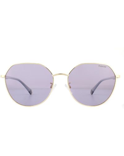 Polaroid Round Gold Lilac Violet Polarized Sunglasses - Purple
