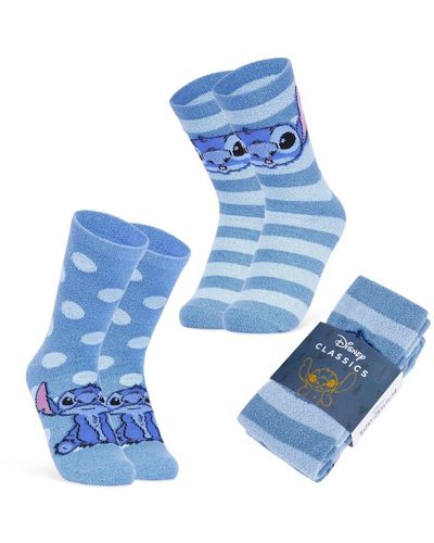 Disney Stitch Fluffy Socks - Blue