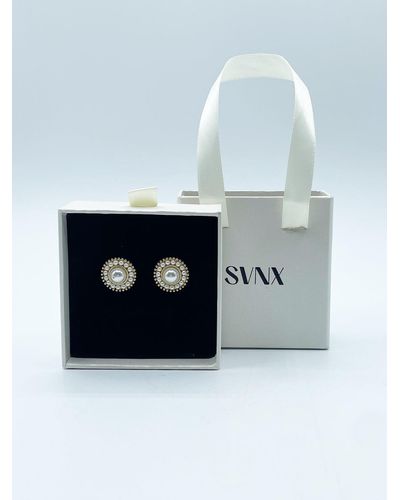 SVNX Vintage Button Earring In Gold - Blue