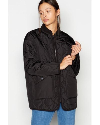 Red Herring Quilted Coat - Black
