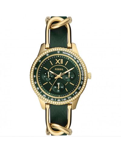 Fossil Stella Gold Plated Stainless Steel Fashion Analogue Watch - Es5243 - Green