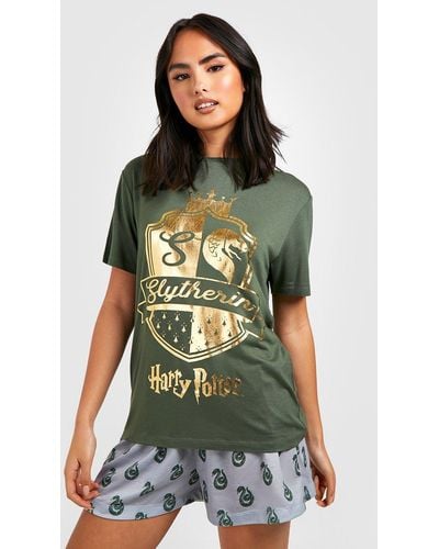 Boohoo Slytherin Harry Potter Pj Short Set - Green