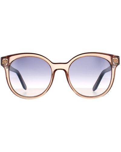 Ferragamo Oval Crystal Nude Beige Light Grey Gradient Sunglasses - Brown
