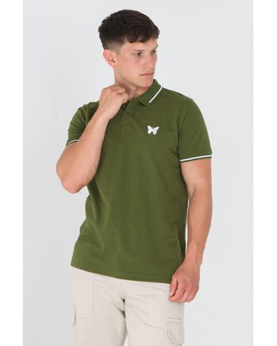 Good For Nothing Short Sleeve Polo Shirt With Contrast Tipping - Green