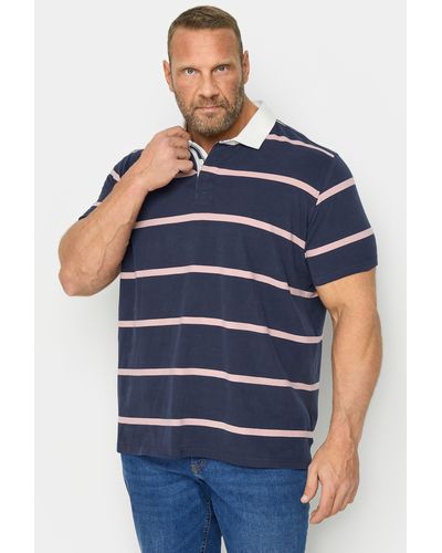 BadRhino Stripe Rugby Polo Shirt - Blue