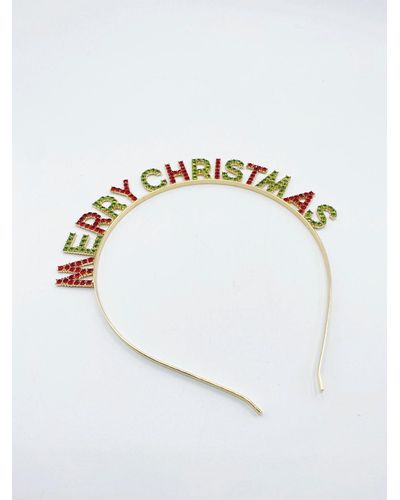 SVNX Merry Christmas Headband In Multi - White