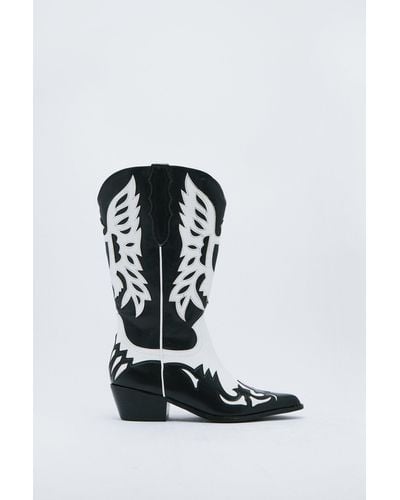 Nasty Gal Leather Two Tone Cowboy Boots - Multicolour