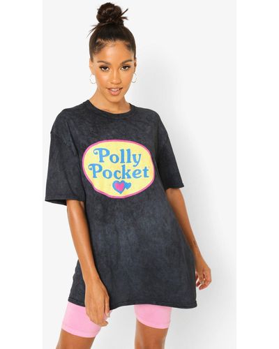 Boohoo Acid Wash Polly Pocket License Print T-shirt - Blue