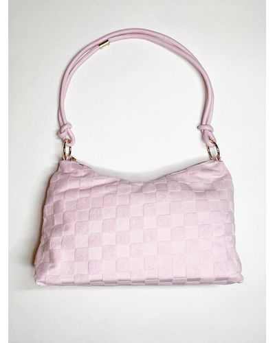 SVNX Medium Handbag In Checked Cloth - Pink