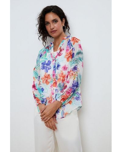 Wallis Tropical Button Through Shirt - Multicolour