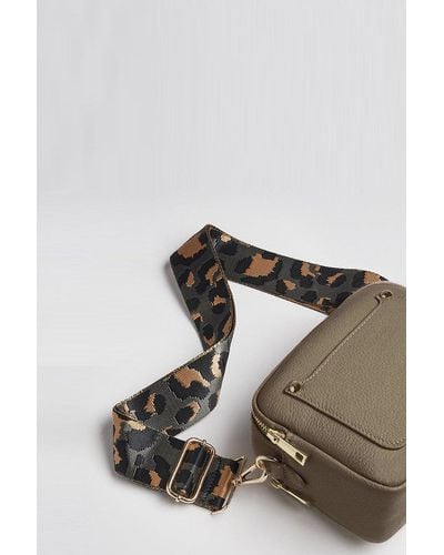 Betsy & Floss Crossbody Bag With Dark Leopard Strap - Grey
